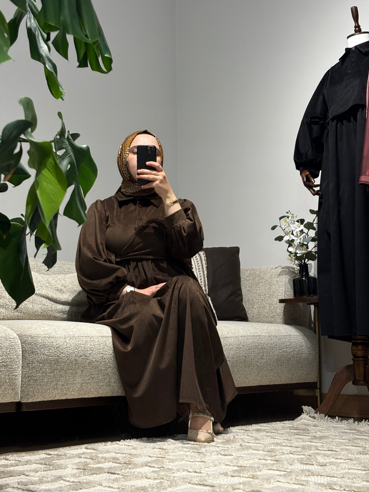 Fitilli Kadife Elbise