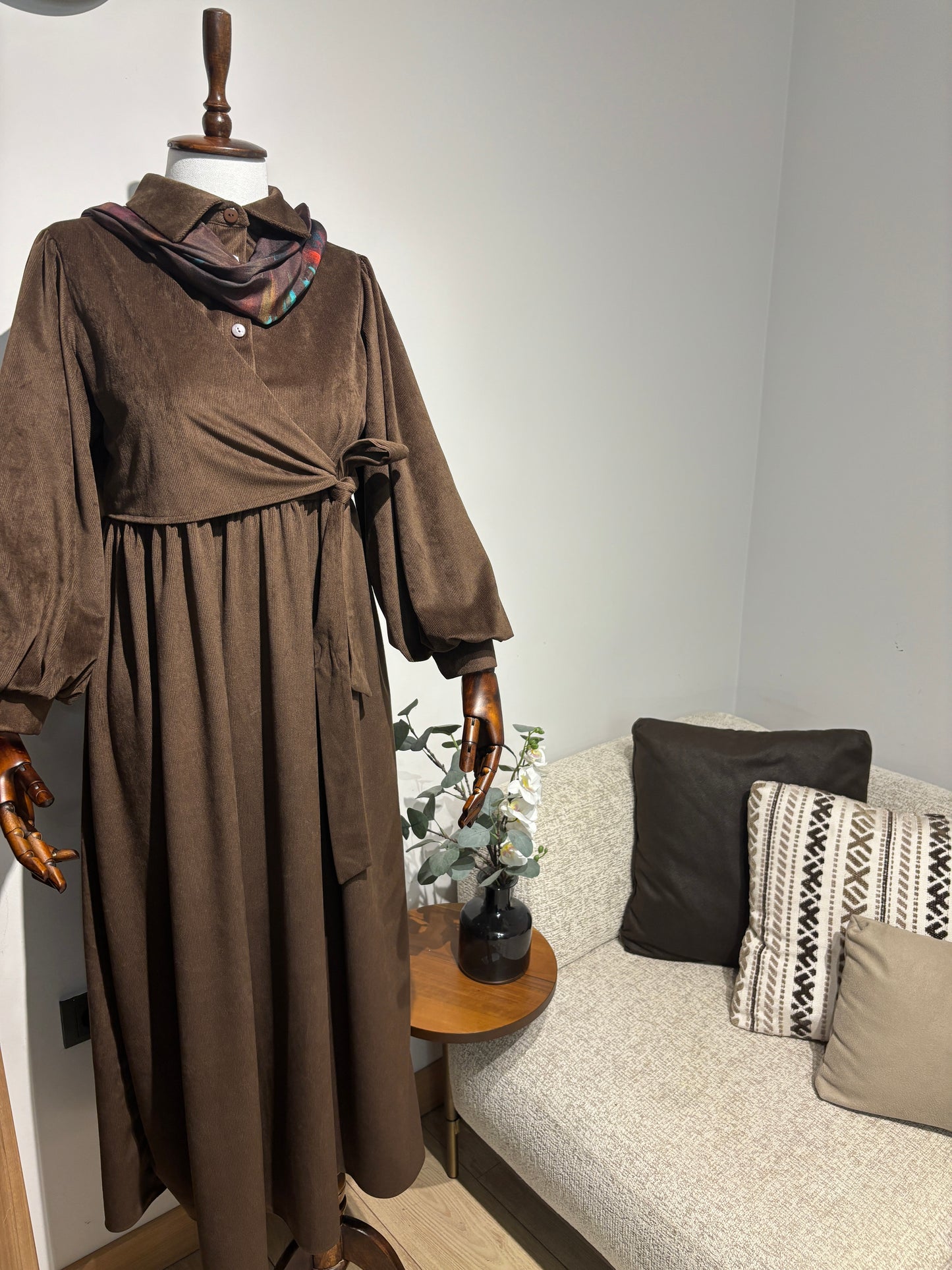 Fitilli Kadife Elbise